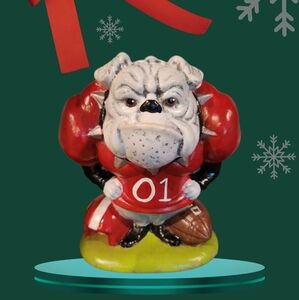 Georgia Bulldog Handmade Ceramic Football Figurine - Signed